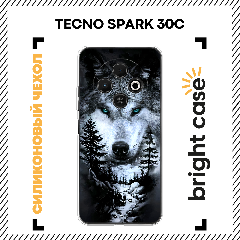Чехол на Tecno Spark 30C / Текно Спарк 30C с принтом Волк в зимнем лесу