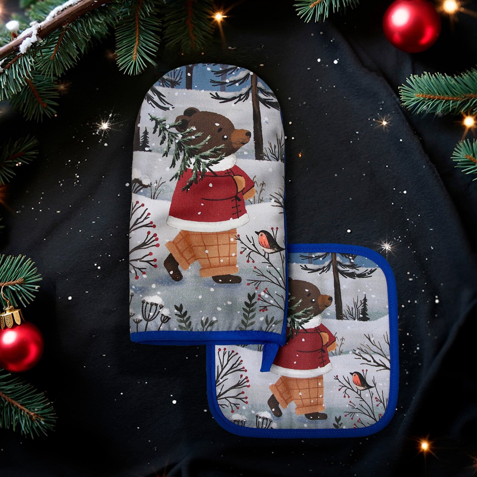 Набор кухонный Этель Forest bear варежка 15х28см прихватка 19х19см100%хл 10366927