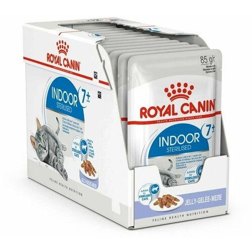 Royal Canin Indoor +7 пауч для домашних кошек старше 7 лет (кусочки в желе) Мясо, 85 г. упаковка 28 шт