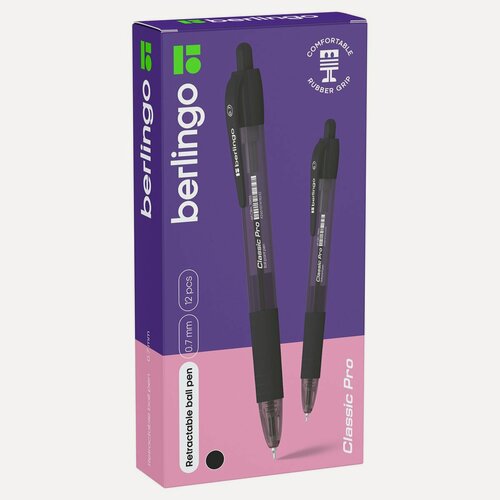 Изображение товара Ручка шариковая автоматическая Berlingo Classic Pro (0.32мм, черная, масляная основа) (CBm_70923), 12шт.