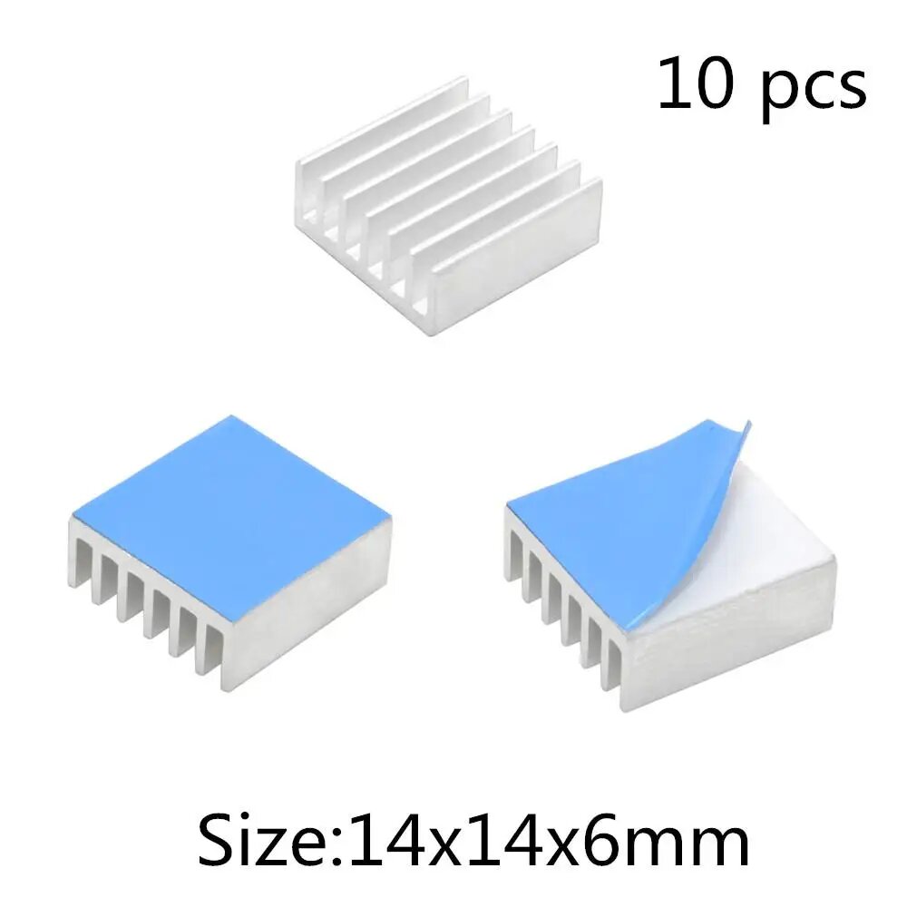 Радиатор для микросхем cotexer Aluminum heatsink with tape, 14x14x6mm