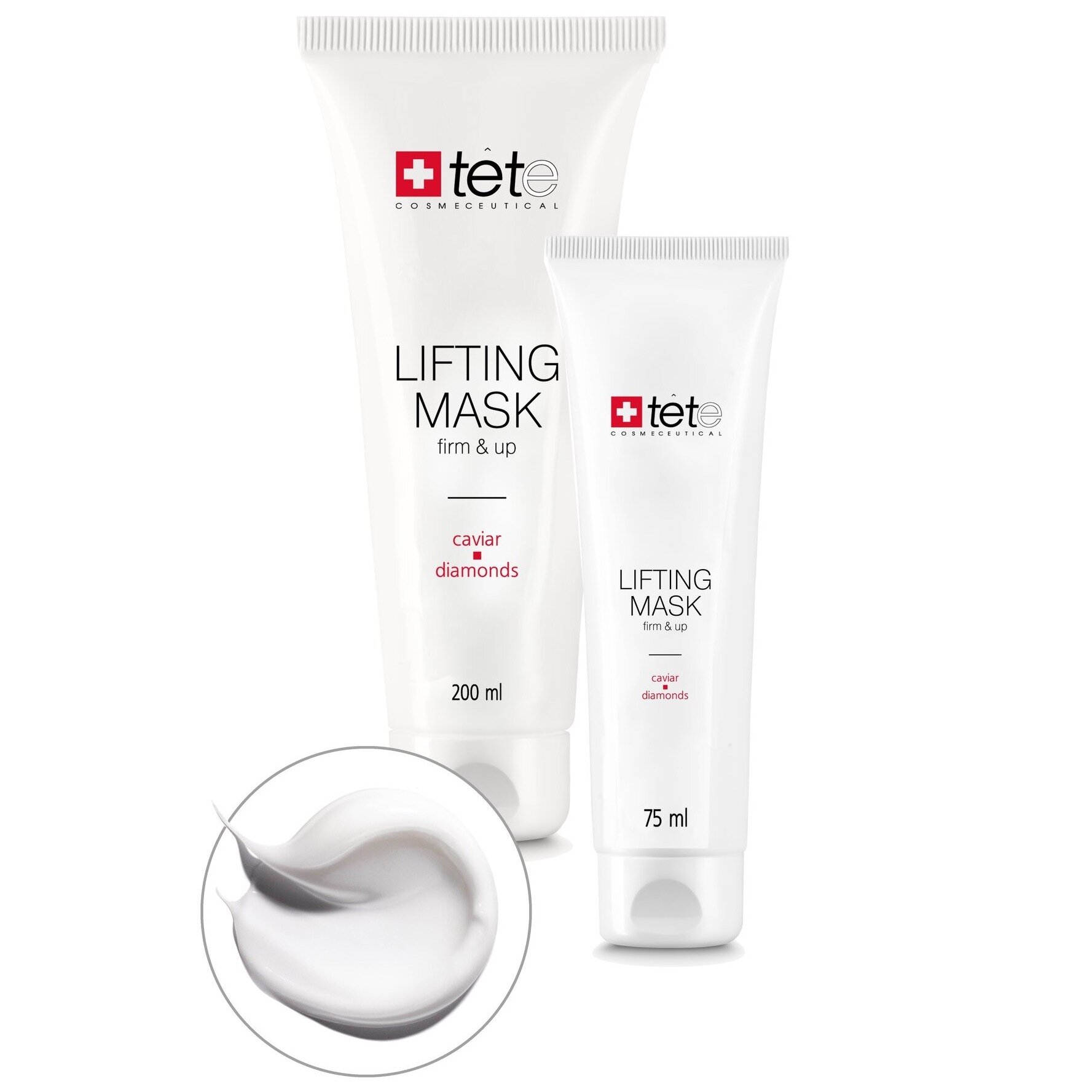 Лифтинг маска с экстрактом икры и алмазной микропудрой 75 мл 200 мл Lifting Mask Caviar and Diamonds Tete Cosmeceutical 75 мл