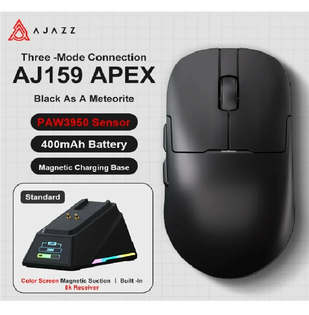 Беспроводная игровая мышь Ajazz AJ159 APEX Black, док-станция