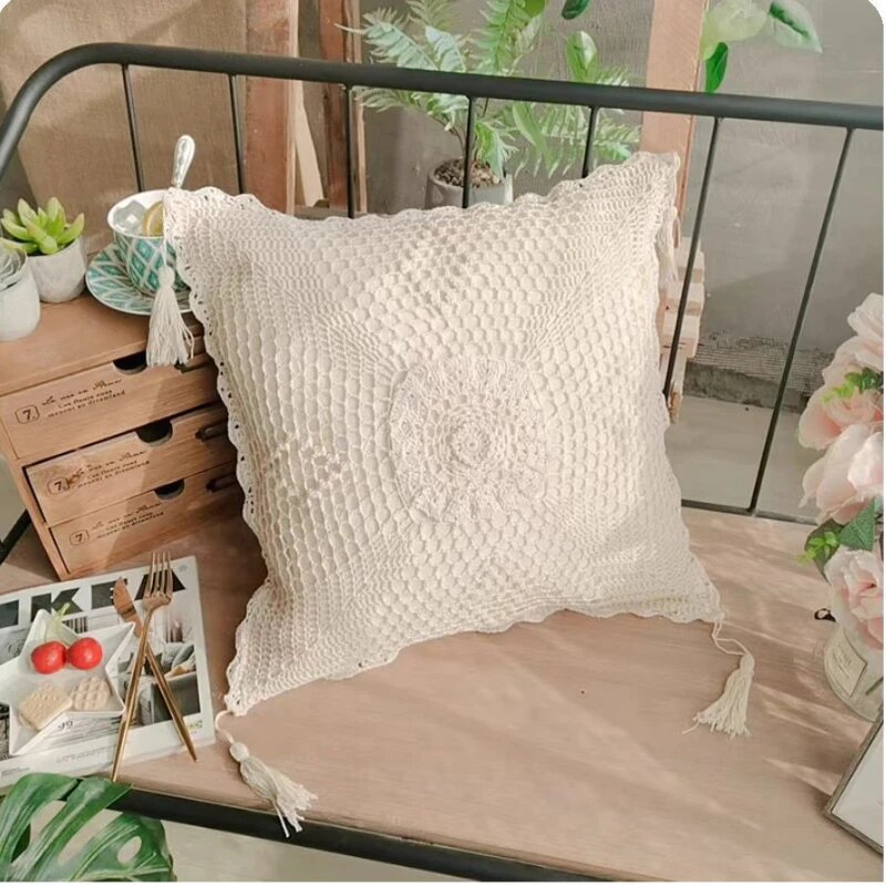 Чехол для подушки из хлопка и льна 40x40 см 40x40cmCushion cover Бежевый