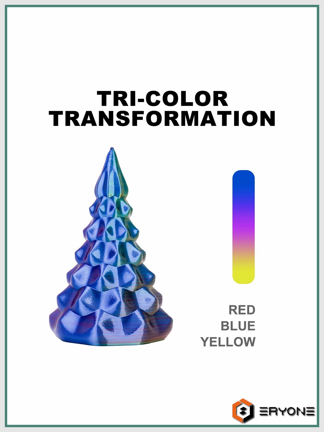 Пластик для 3D принтера PLA Silk Tri-Color 1,75 мм 1 кг (Eryone) Красный - Желтый - Синий — фото 1