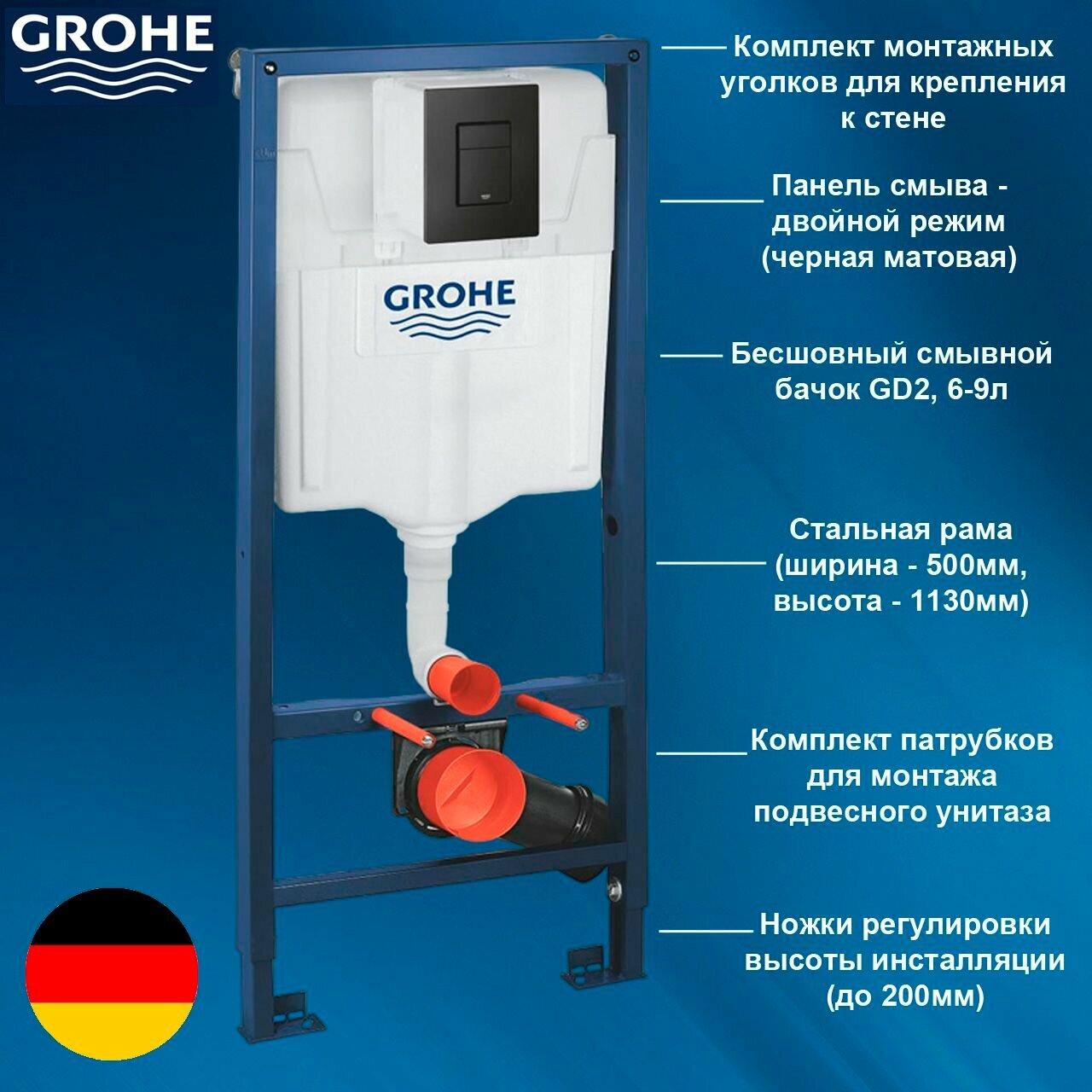 39939000 GROHE Rapid SL Инсталляция для унитаза подвесного