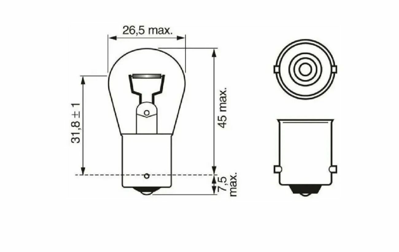 Автомобильная лампа Bosch 1987301017, накаливания, 12 В, P21W, 21 Вт, 1 шт, 3200 K