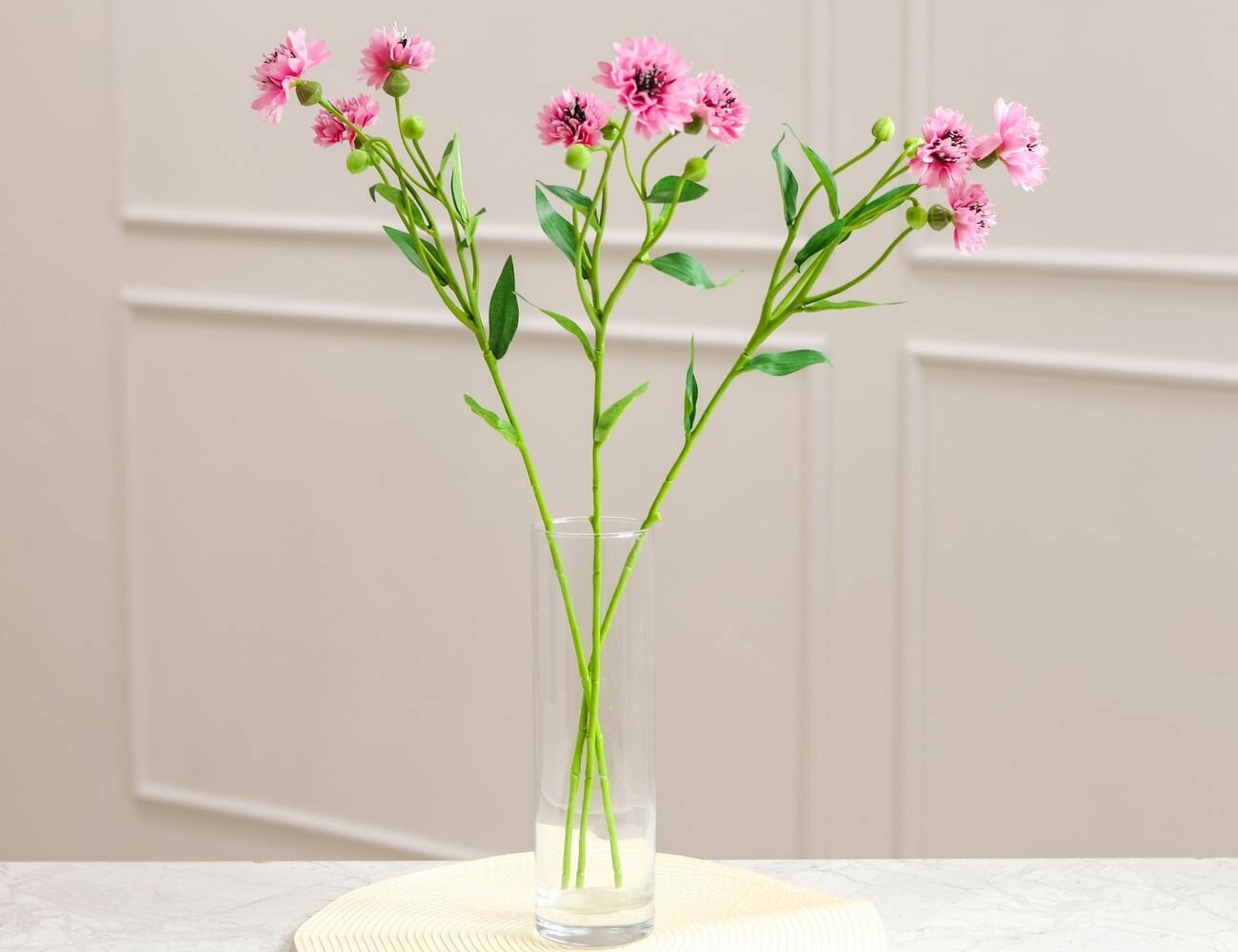 Букет из искусственных цветов розовые васильки пластик 62 см 3 шт Edelman 1150684-набор