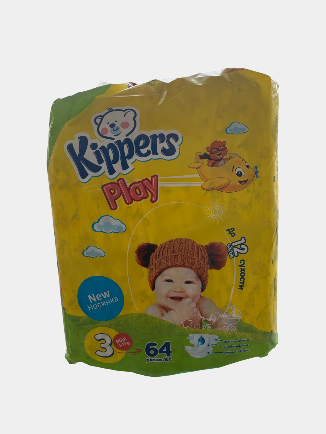 Подгузники Kippers Play для детей, 3 размер, 64 штук, 4-9 кг