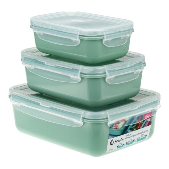 Набор ёмкостей Idea для продуктов фреш (04л+08л+14л) М 1426 Фисташковый