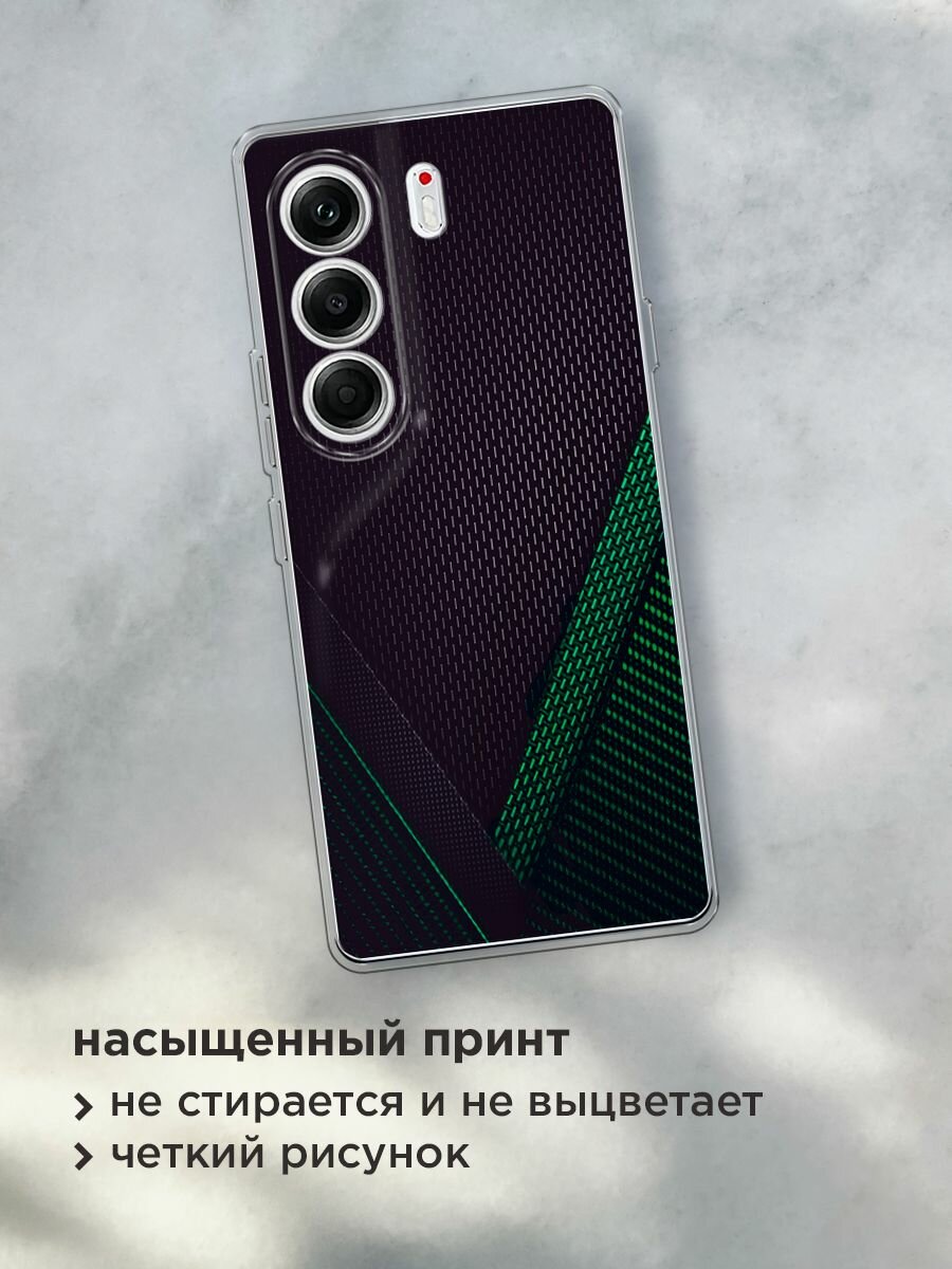 Чехол на Tecno Camon 40 Pro 5G / Текно Камон 40 Про 5G с принтом "Зеленый карбон" — фото 1