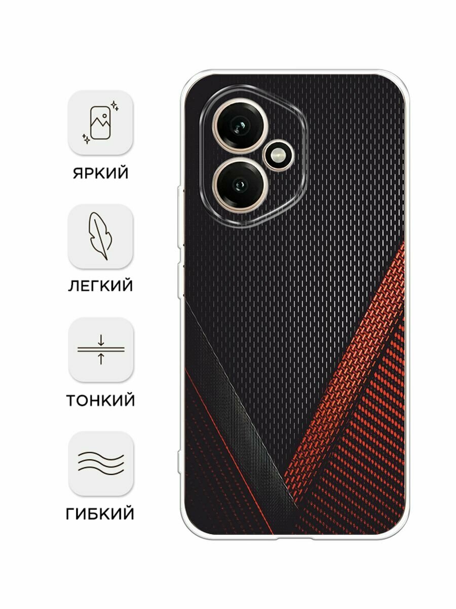 Силиконовый чехол на Honor 400 / Хонор 400 с принтом "Красный карбон" — фото 1
