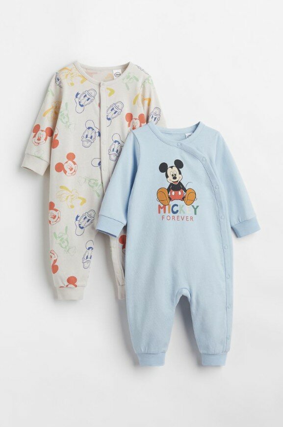 Комбинезон H&M для девочек, для мальчиков, цвет Синий; размер 92, 2 шт.