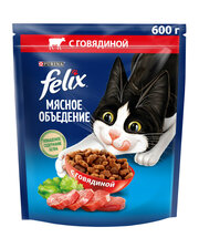 Felix Мясное объедение 600 г сухой корм для взрослых кошек, с говядиной