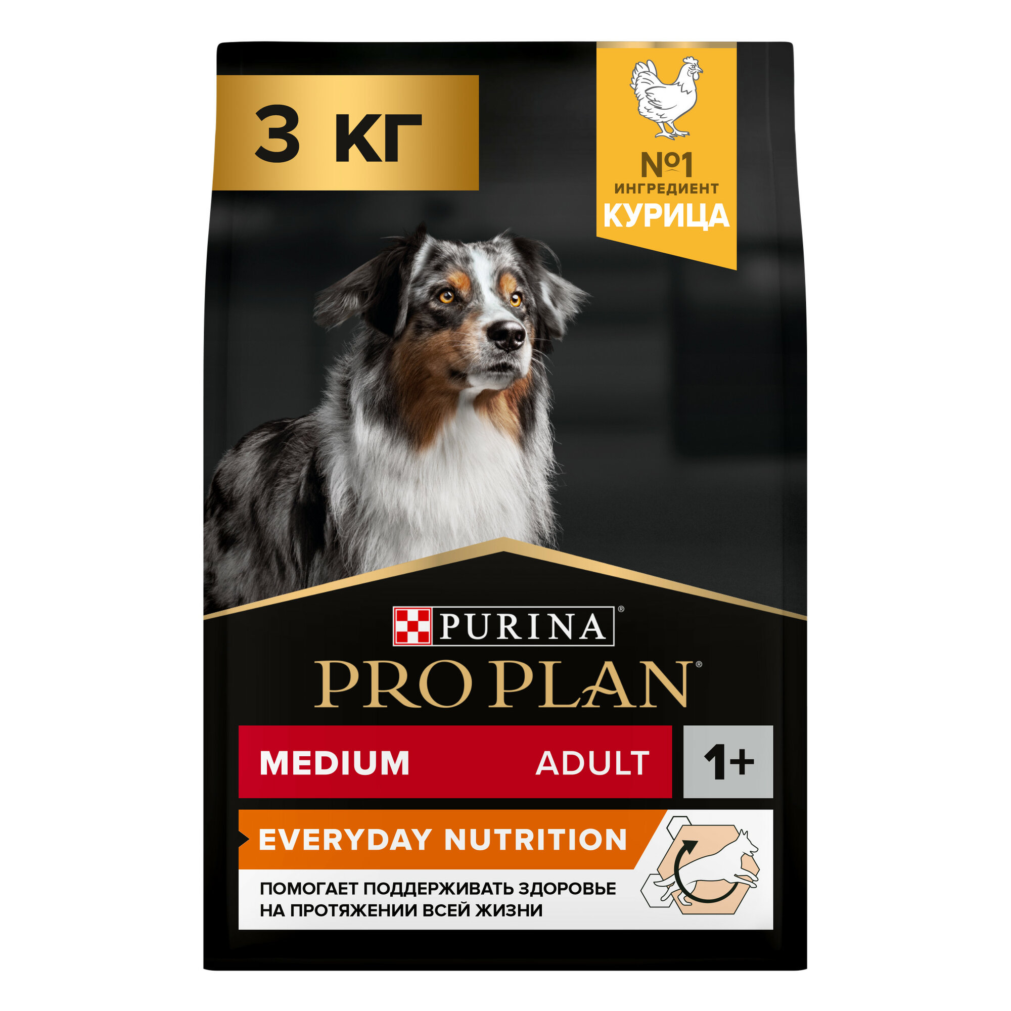 Pro Plan Medium Adult для взрослых собак средних пород Курица, 3 кг.