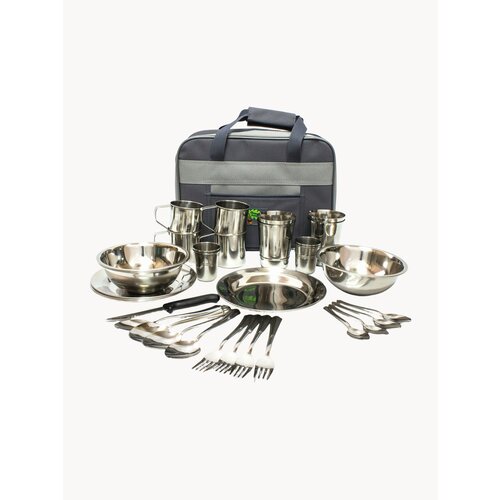 Подарочный набор посуды из нержавейки для пикника в портфеле