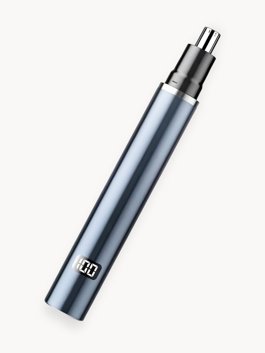 Триммер, для носа и ушей, синий, влагозащитный, дисплей, индикация заряда, 0,5 мм