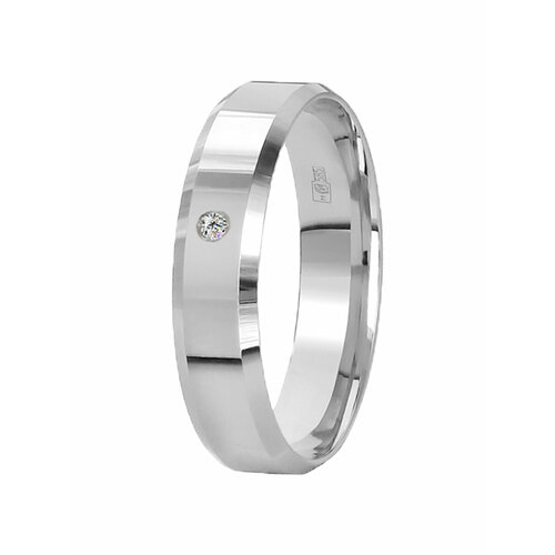 фото Кольцо обручальное azade, белое золото, 585 проба, родирование, бриллиант, размер 17