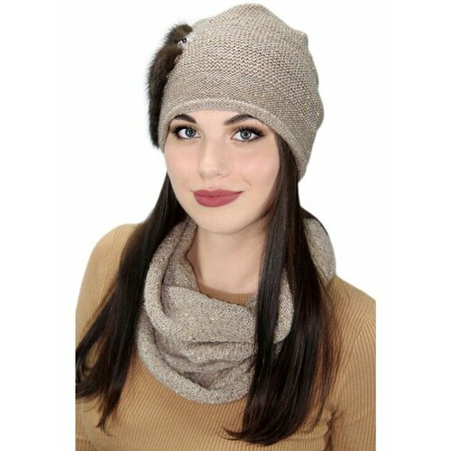 фото Комплект lemmex комплект "адельмия" шапка+стойка-хомут, размер 59-60, белый