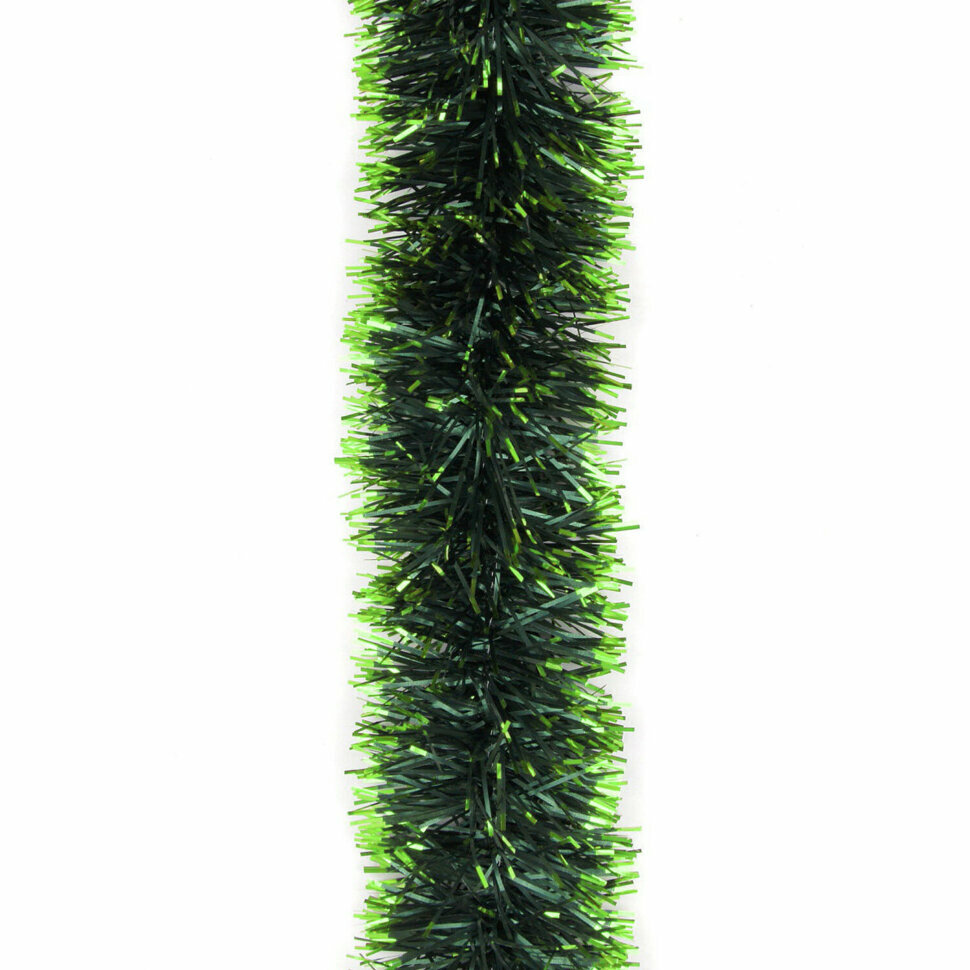 Мишура, 1 штука, диаметр 100 мм, длина 2 м, зеленая с салатовыми кончиками, 73738, 591857