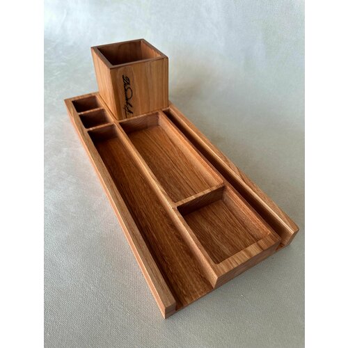 Органайзер настольный №4 со стаканчиком в комплекте карагач, 35*15*11 см