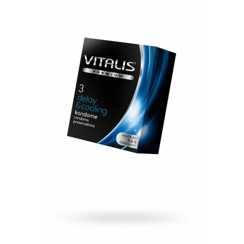 Презервативы VITALIS PREMIUM №3 deiay & cooling - с охлаждающим эффектом (ширина 53mm)