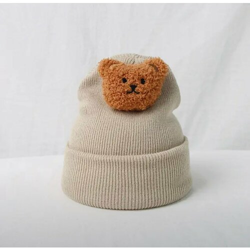 фото Шапка бини , размер 1-3 года, бежевый без бренда