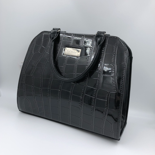 фото Сумка , фактура лаковая, гладкая, черный без бренда