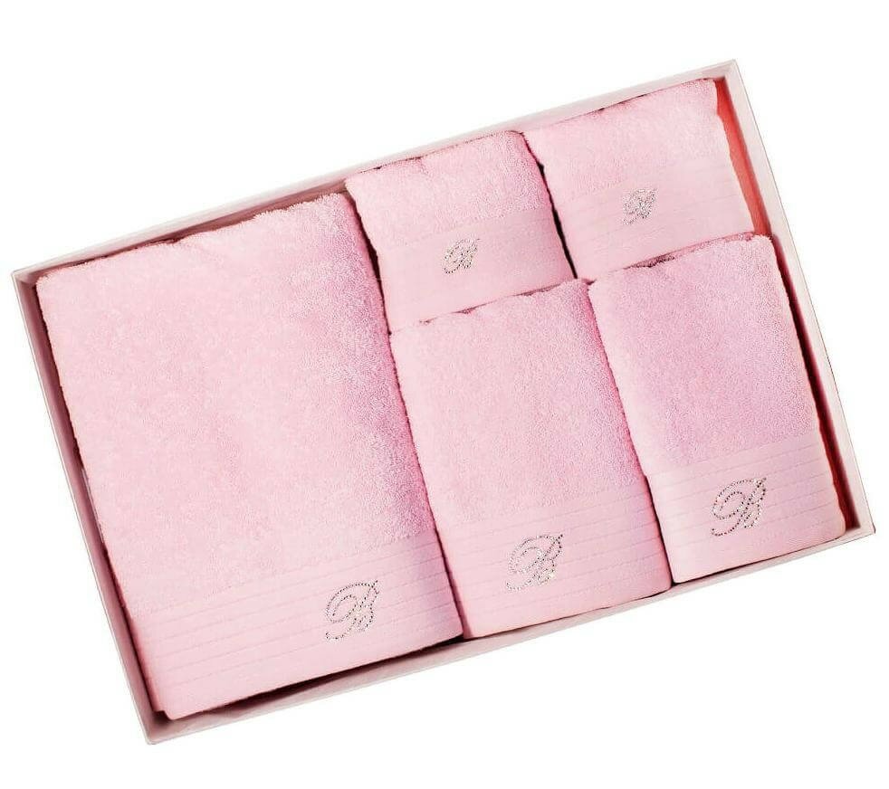 Blumarine Набор из 5 полотенец Crociera цвет: розовый (40х60 см - 2 шт, 60х110 см - 2 шт, 100х150 см)