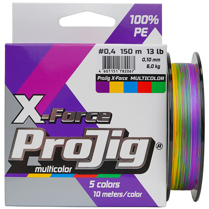Плетеный шнур ProJig X-Force Multicolor 0.10 мм 6.0 кг 150 м