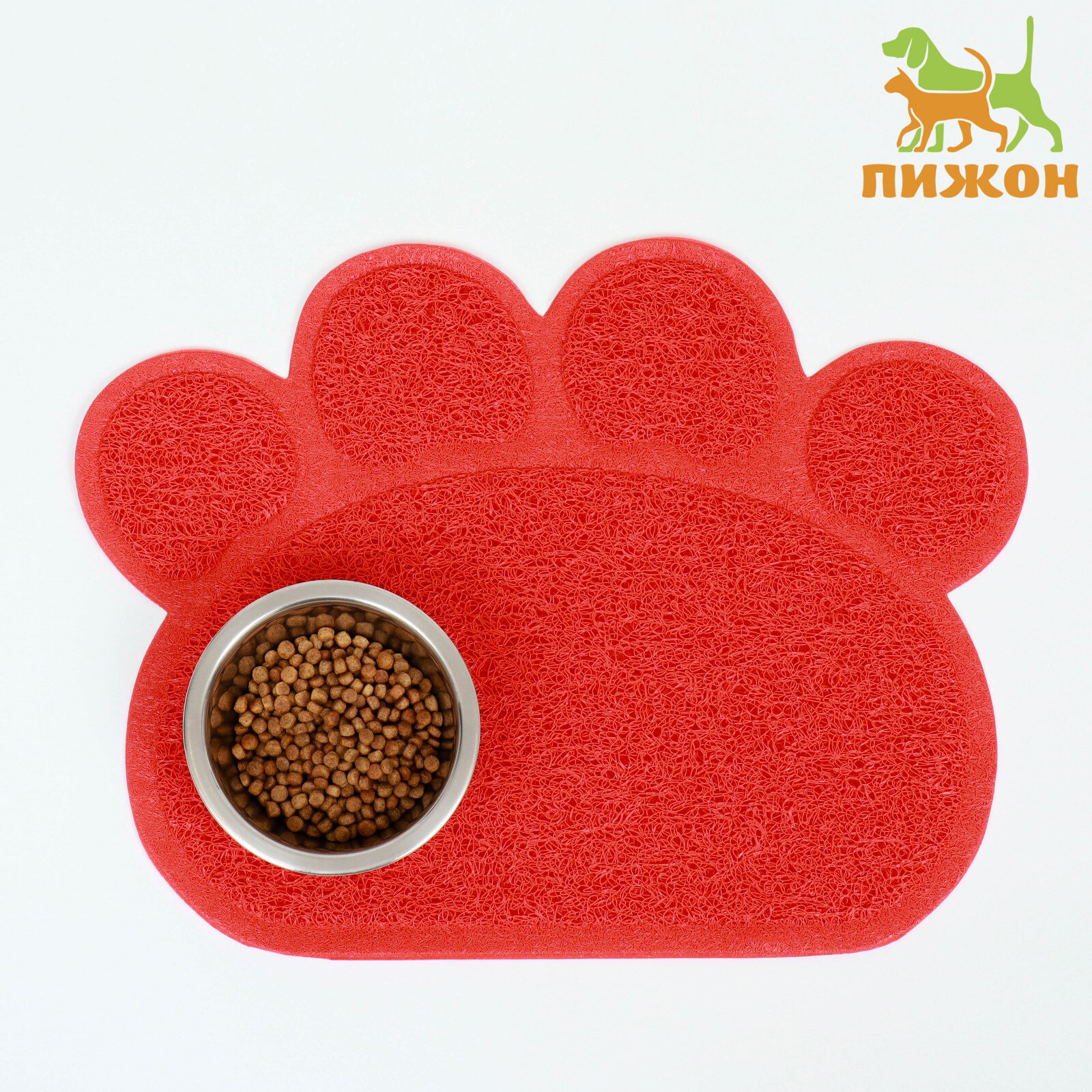 фото Коврик 2-в-1 под миску/туалет животных "Лапка", 40 х 30 см, красный