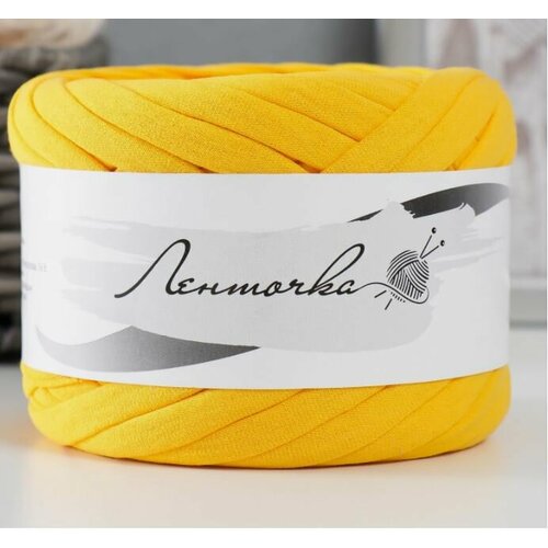 Пряжа трикотажная широкая 50м/160±20гр, ширина нити 7-9 мм (манго) 1шт