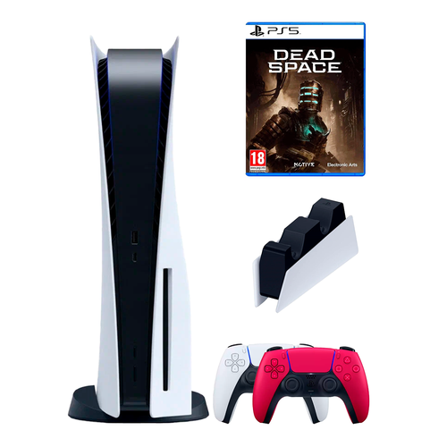 PS5 (ПС5) Игровая приставка Sony PlayStation 5 ( 3-я ревизия) + 2-й геймпад(красный) + зарядное DEAD SPASE