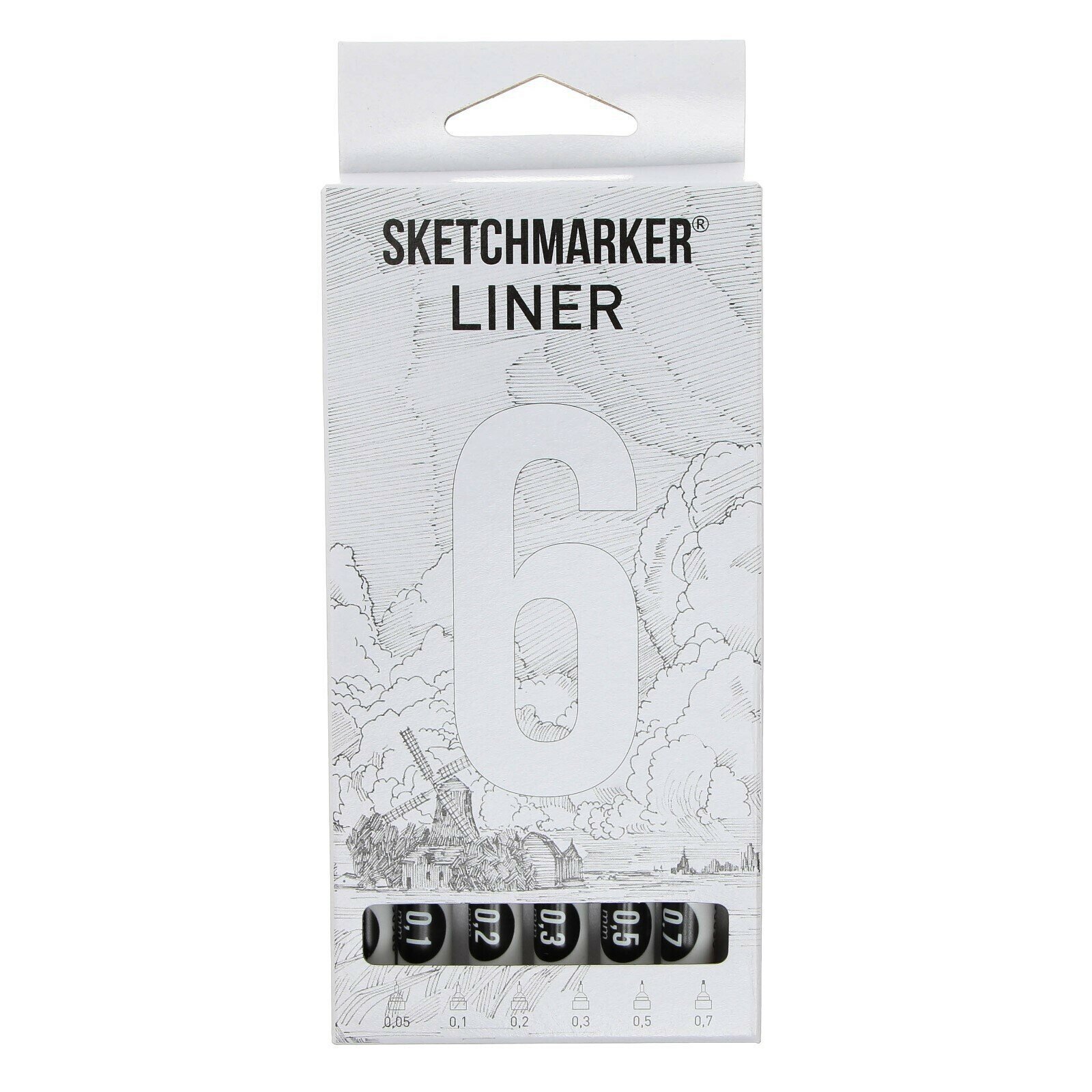 Набор ручек капиллярных линеров Sketchmarker, 6шт, черный