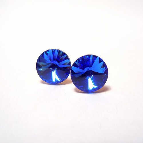 фото Серьги пусеты пусеты elis 8мм/чехия, кристаллы swarovski, размер/диаметр 8 мм, синий чарующий рай
