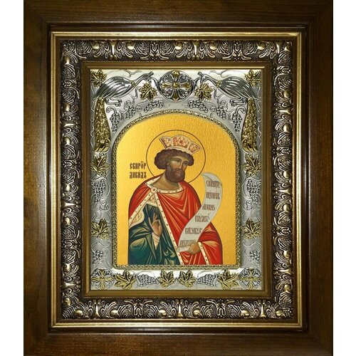 Икона Давид царь и пророк, в деревяном киоте икона давид царь и пророк 14х18 см в окладе и киоте