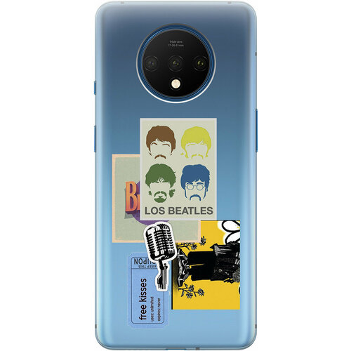 Силиконовый чехол на OnePlus 7T, ВанПлюс 7Т с 3D принтом Beatles Stickers прозрачный силиконовый чехол на oneplus 8 ванплюс 8 с 3d принтом beatles stickers прозрачный