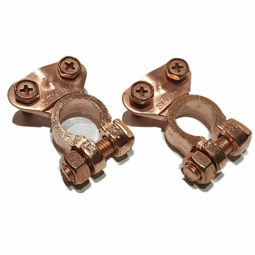 Клеммы для аккумулятора TA-F24 АКБ медь под зажим провода усиленной прижим планкой посередине ком-2шт 730₽