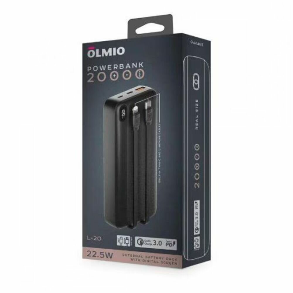 Внешний аккумулятор OLMIO L-20, 20000mAh, black - фото №17