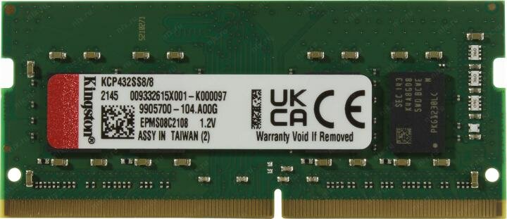 Память оперативная DDR4 Kingston 8GB 3200MHz SODIMM (KCP432SS8/8) - фото №7