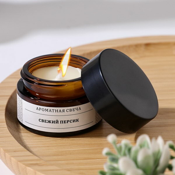 фото Свеча ароматическая в банке "Свежий персик", соевый воск, 12 г