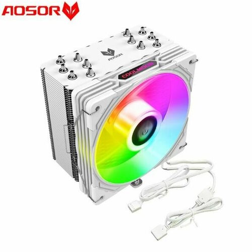 Система охлаждения 6 трубок TDP 165w с A-RGB 120мм Aosor белая хаб coolmoon a rgb pwm controller