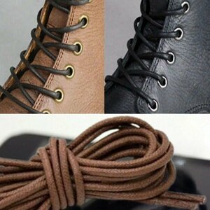 Шнурки для обуви кожаные, круглые, прочные, (коричневые), 1 пара, 100 см, 2 мм