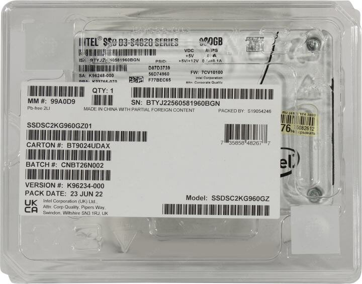 SSD накопитель Intel D3-S4620 SSDSC2KG960GZ01 960ГБ, 2.5", SATA III [ssdsc2kg960gz0199a0d9] - фото №19