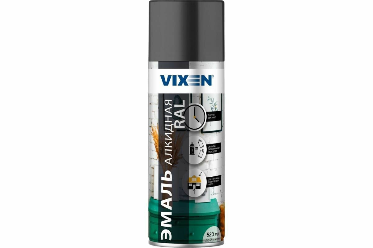 Эмаль универсальная 520 мл аэрозоль VIXEN RAL7024 графитовый серый VX17024