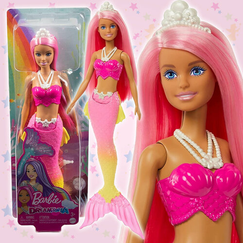 Кукла Барби Русалка Dreamtopia, розовые волосы, диадема кукла barbie dreamtopia candy kingdom castle dyx32