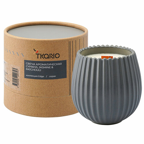 Свеча ароматическая с деревянным фитилём Cypress Jasmine & Patchouli из коллекции Edge серый 60 ч Tkano TK23-ARO0069