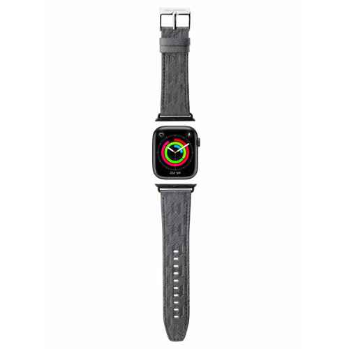 Lagerfeld для Apple Watch 45/44/42 mm ремешок PU Saffiano Monogram Silver