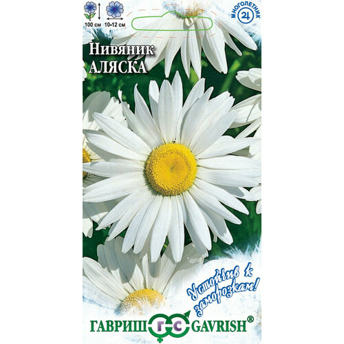 Семена Нивяник Аляска, 0,05г, Гавриш, Устойчив к заморозкам, 10 пакетиков семена хризантема махровая дунетти 0 5г гавриш устойчив к заморозкам 10 пакетиков