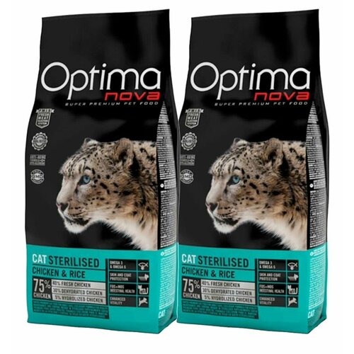 Корм Optima Nova Cat Sterilised (Курица и рис) для кошек 2 кг+ 2 кг